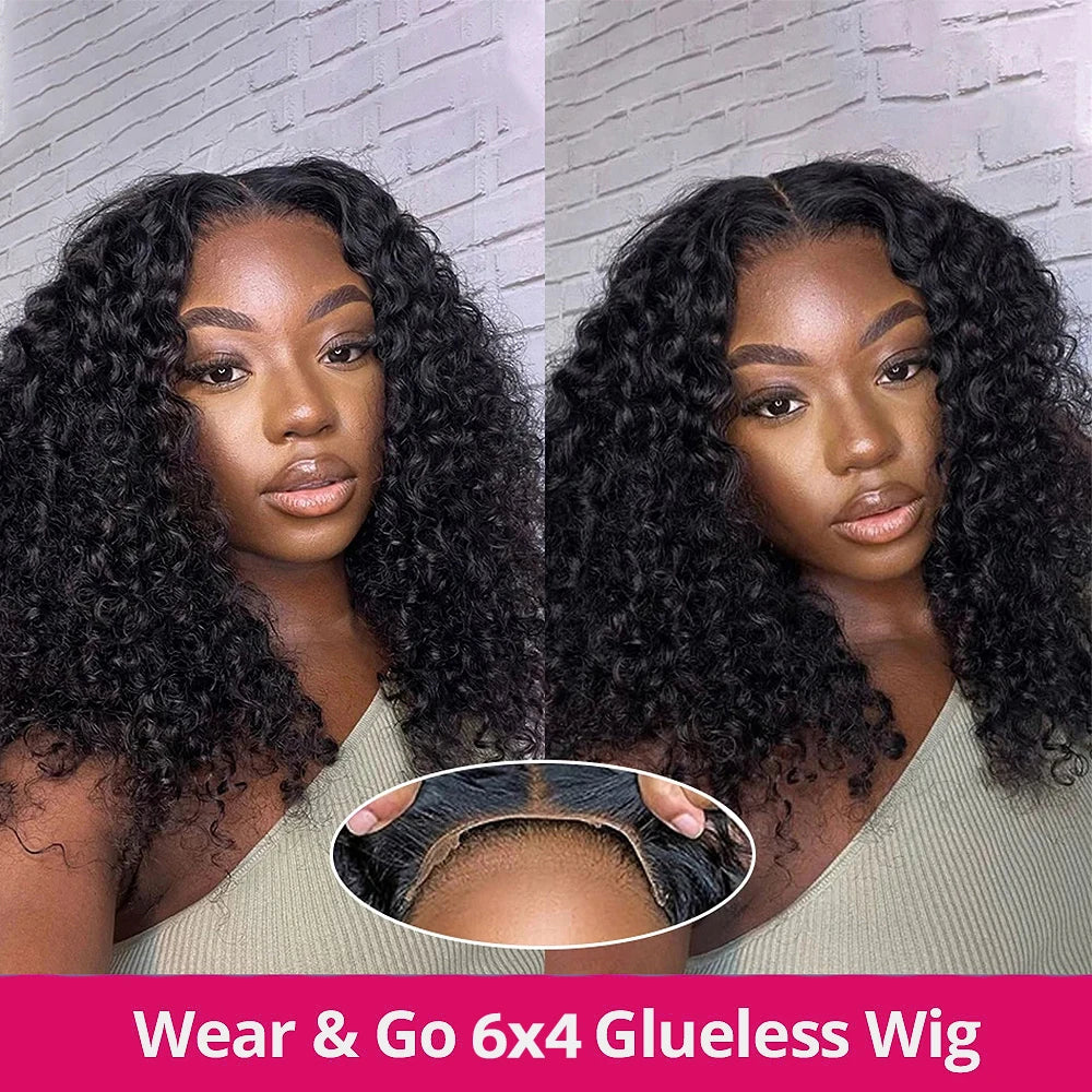 Wear And Go 13x4 Water Wave Bob Lace Wig For Women Curly  Pre Cut No Lace