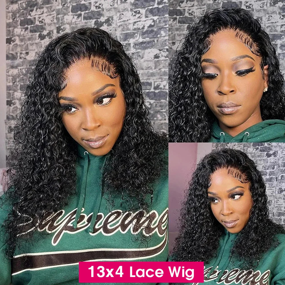 Wear And Go 13x4 Water Wave Bob Lace Wig For Women Curly  Pre Cut No Lace