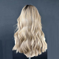 Thumbnail for Brazilian Human Hair Highlights Warmth Blonde Dark Roots  with Bangs Natural Wave Glueless