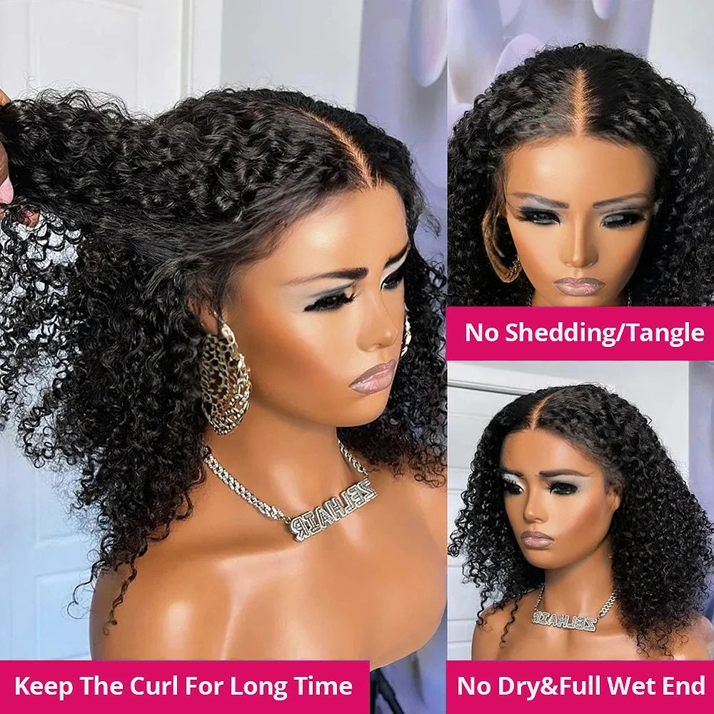 Wear And Go 13x4 Water Wave Bob Lace Wig For Women Curly  Pre Cut No Lace