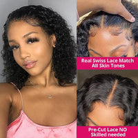 Thumbnail for Wear And Go 13x4 Water Wave Bob Lace Wig For Women Curly  Pre Cut No Lace