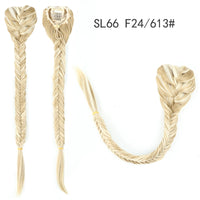 Thumbnail for 20 Inch Long Straight Synthetic Hair Extension Braided Fishtail Drawstring Ponytail Hair