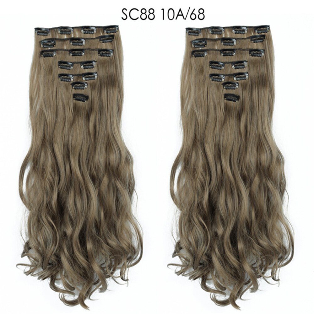 16 Clips In Hair Extensions Natural Wave 7 Pcs/Set 22 Inch Synthetic