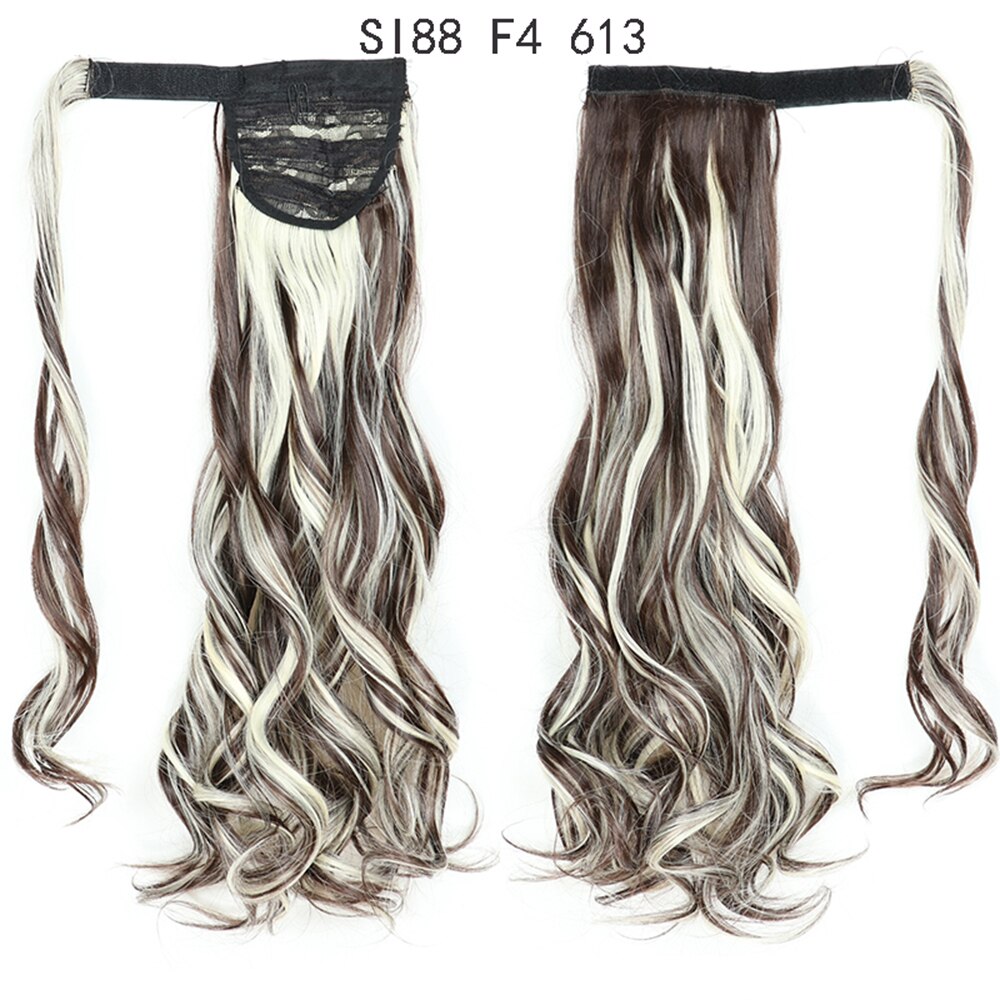 Wrap Around Ponytail Hair Extensions 20Inch Long Curly Wave Synthetic Ponytail Natural H