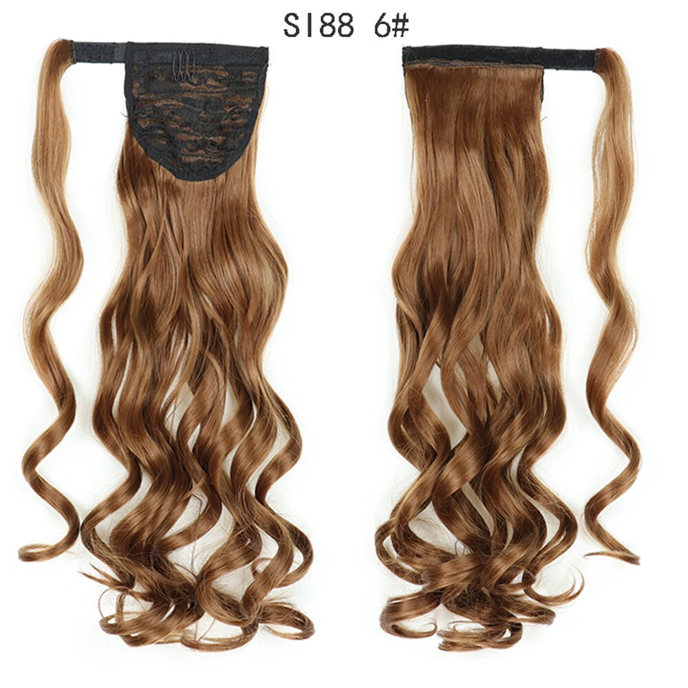 Wrap Around Ponytail Hair Extensions 20Inch Long Curly Wave Synthetic Ponytail Natural H