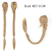 Thumbnail for 20 Inch Long Straight Synthetic Hair Extension Braided Fishtail Drawstring Ponytail Hair