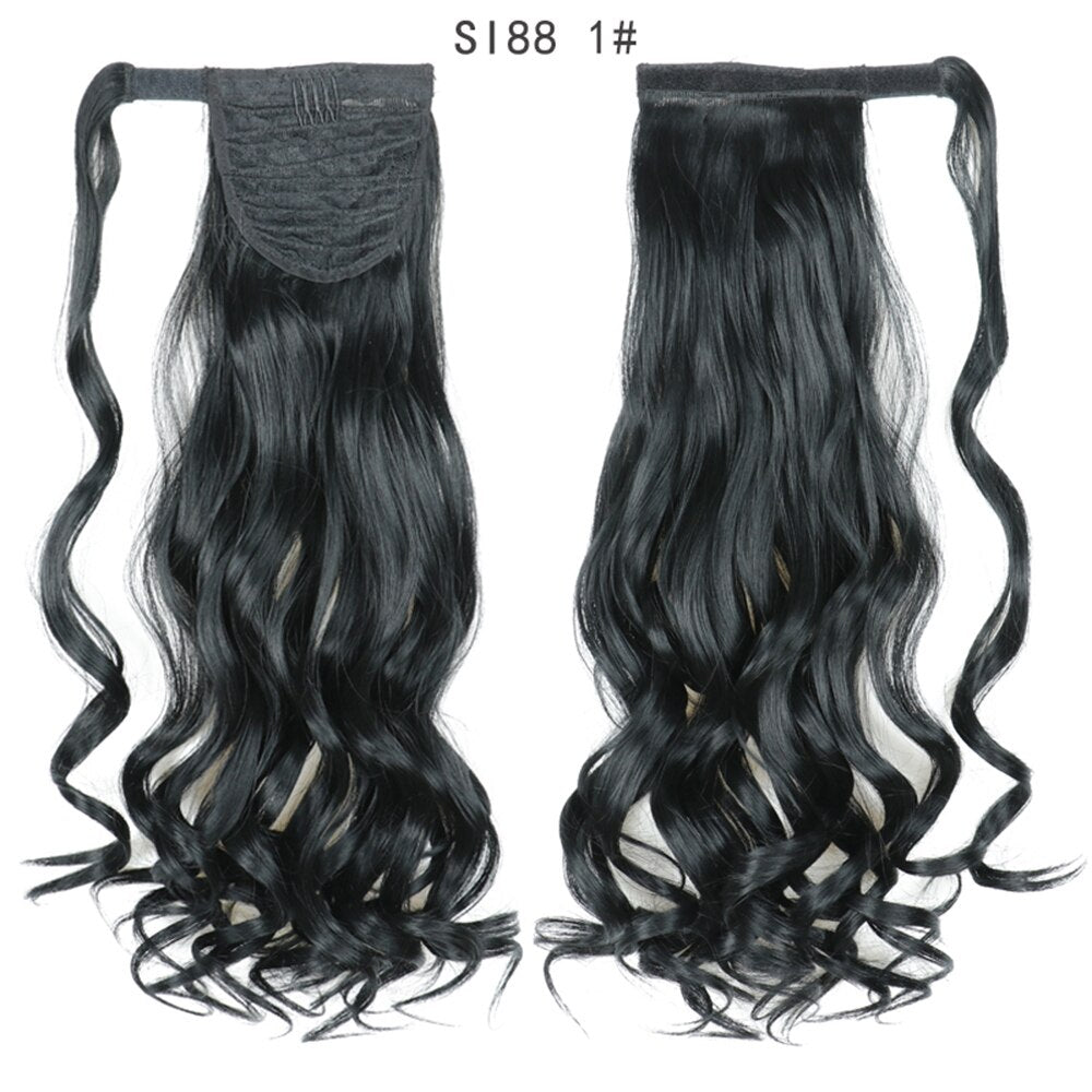 Wrap Around Ponytail Hair Extensions 20Inch Long Curly Wave Synthetic Ponytail Natural H