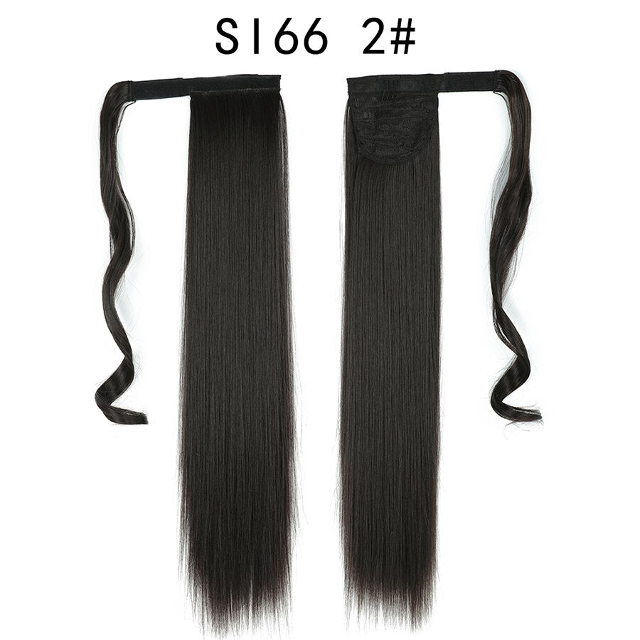 Wrap Around Ponytail Hair Extensions 20Inch Long Curly Wave Synthetic Ponytail Natural H