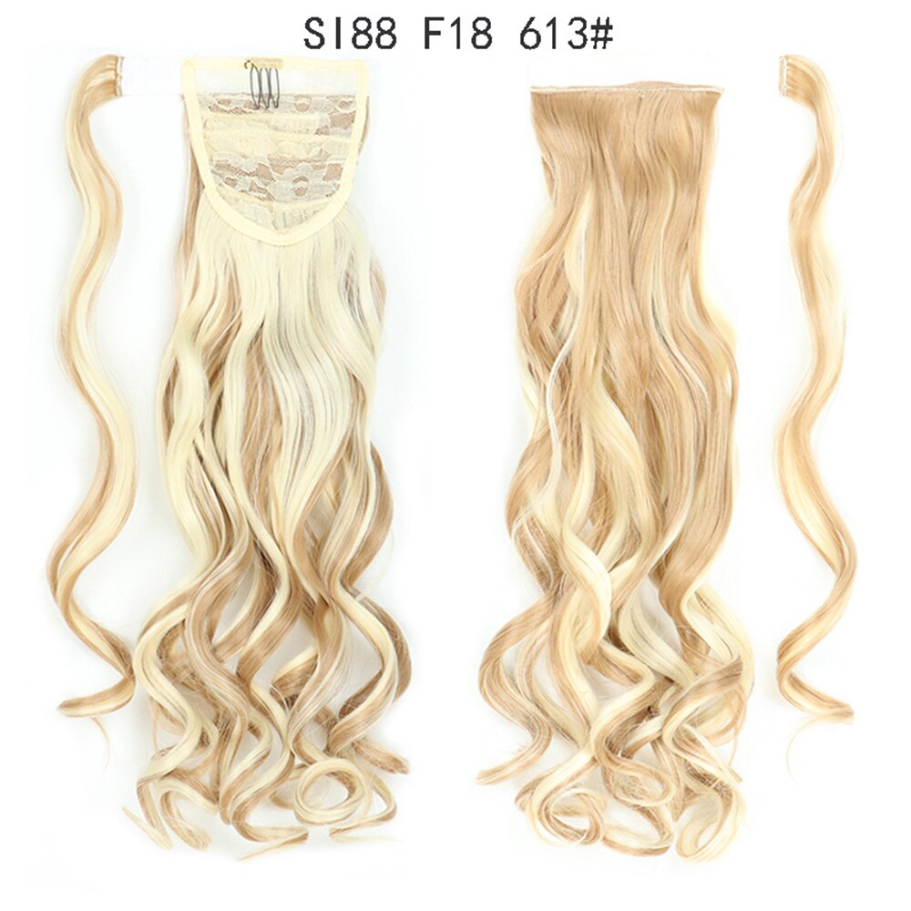 Wrap Around Ponytail Hair Extensions 20Inch Long Curly Wave Synthetic Ponytail Natural H