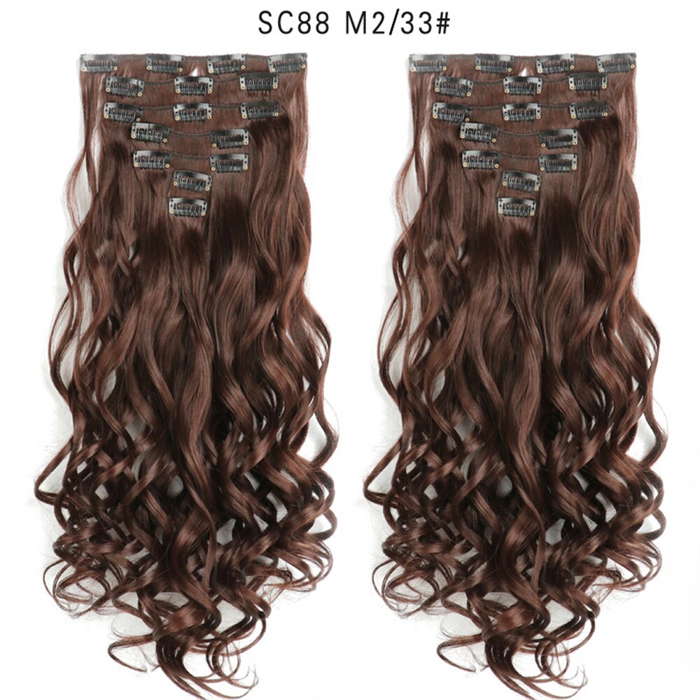 16 Clips In Hair Extensions Natural Wave 7 Pcs/Set 22 Inch Synthetic