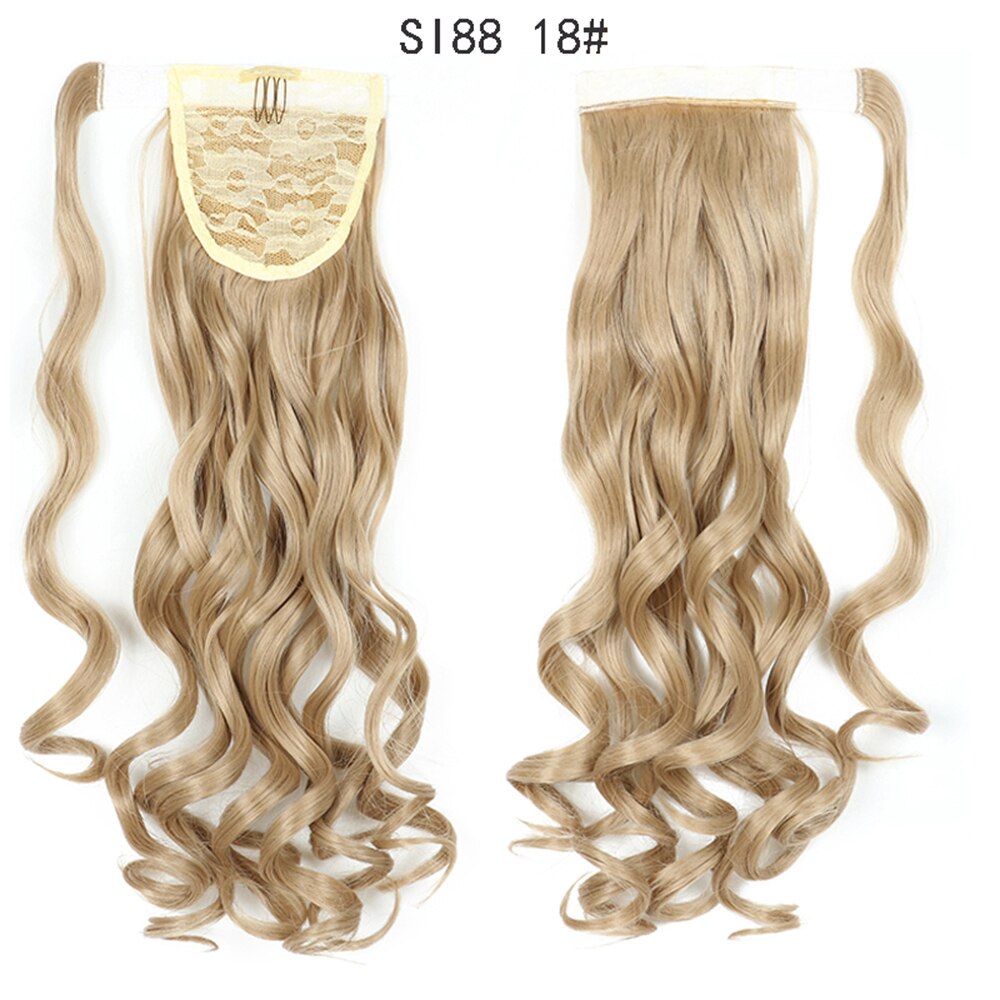 Wrap Around Ponytail Hair Extensions 20Inch Long Curly Wave Synthetic Ponytail Natural H