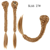 Thumbnail for 20 Inch Long Straight Synthetic Hair Extension Braided Fishtail Drawstring Ponytail Hair