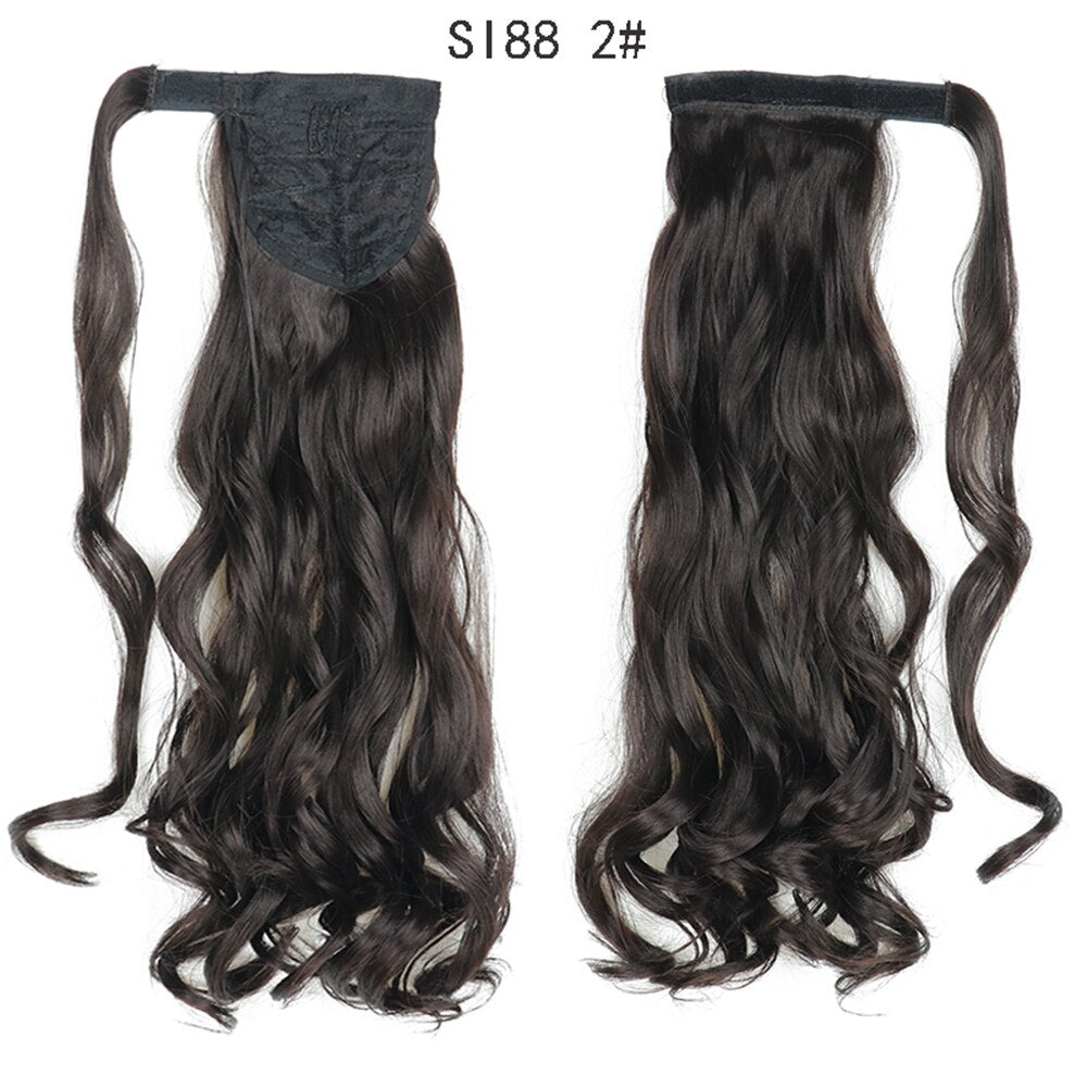 Wrap Around Ponytail Hair Extensions 20Inch Long Curly Wave Synthetic Ponytail Natural H