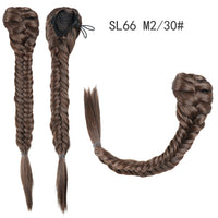 Thumbnail for 20 Inch Long Straight Synthetic Hair Extension Braided Fishtail Drawstring Ponytail Hair