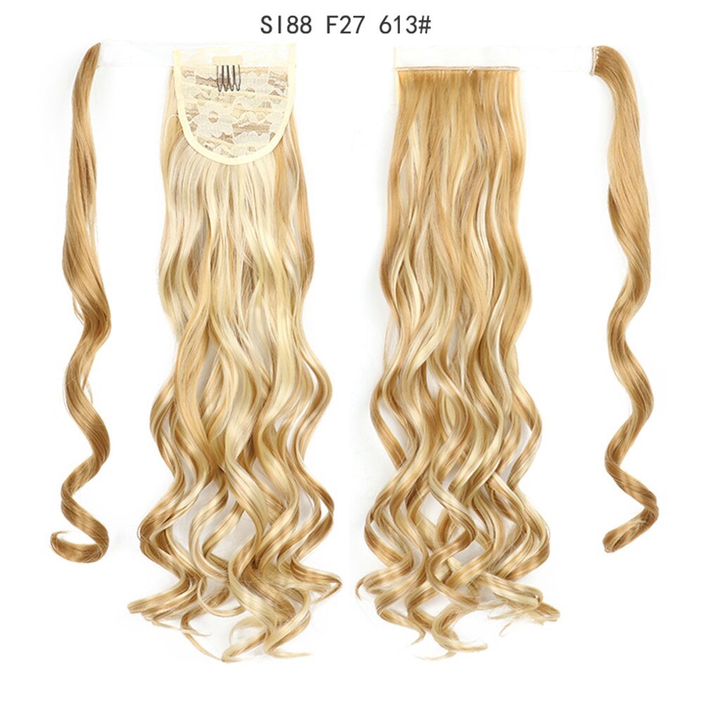 Wrap Around Ponytail Hair Extensions 20Inch Long Curly Wave Synthetic Ponytail Natural H