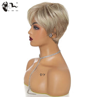 Thumbnail for Short Ombre Blonde Synthetic Natural Wave Wigs Heat Resistant