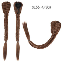 Thumbnail for 20 Inch Long Straight Synthetic Hair Extension Braided Fishtail Drawstring Ponytail Hair