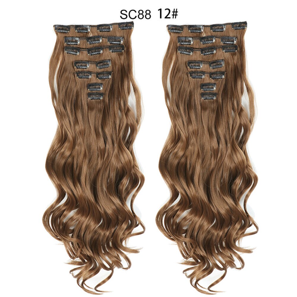 16 Clips In Hair Extensions Natural Wave 7 Pcs/Set 22 Inch Synthetic