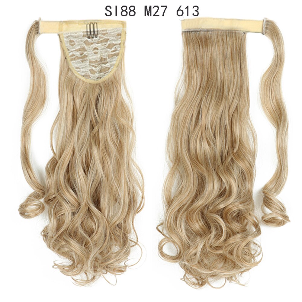 Wrap Around Ponytail Hair Extensions 20Inch Long Curly Wave Synthetic Ponytail Natural H