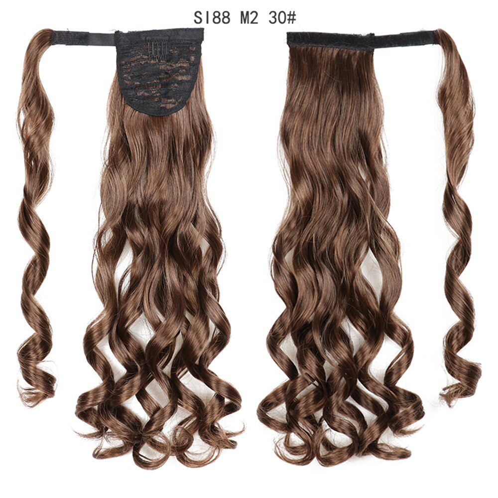 Wrap Around Ponytail Hair Extensions 20Inch Long Curly Wave Synthetic Ponytail Natural H