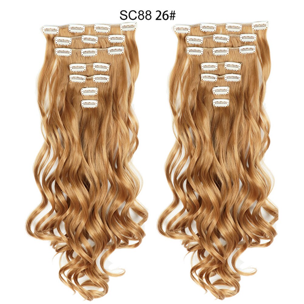 16 Clips In Hair Extensions Natural Wave 7 Pcs/Set 22 Inch Synthetic