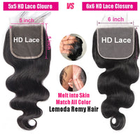 Thumbnail for 4x4 5x5 6x6 HD Lace Closure Only Body Wave Brazilian Human Hair