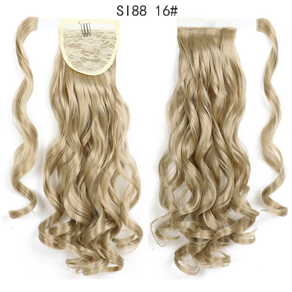 Wrap Around Ponytail Hair Extensions 20Inch Long Curly Wave Synthetic Ponytail Natural H