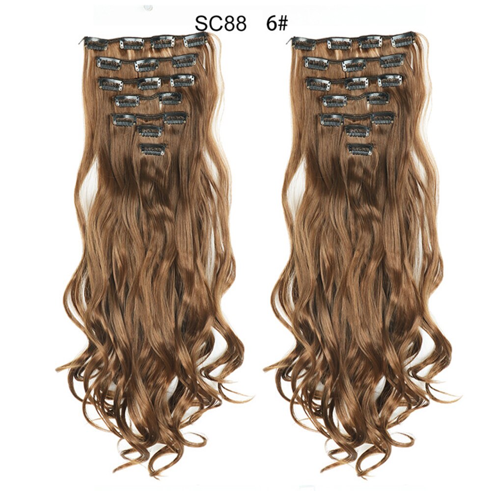 16 Clips In Hair Extensions Natural Wave 7 Pcs/Set 22 Inch Synthetic