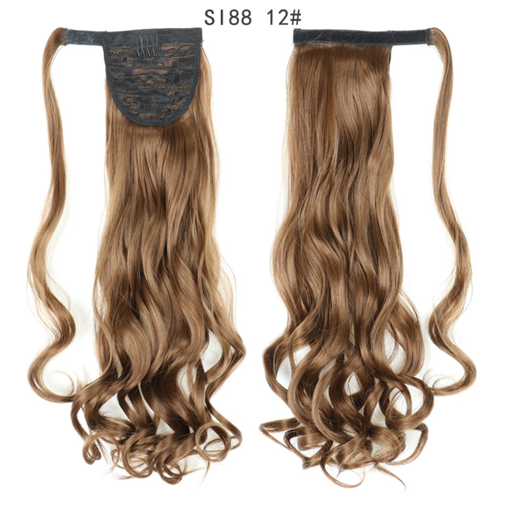 Wrap Around Ponytail Hair Extensions 20Inch Long Curly Wave Synthetic Ponytail Natural H