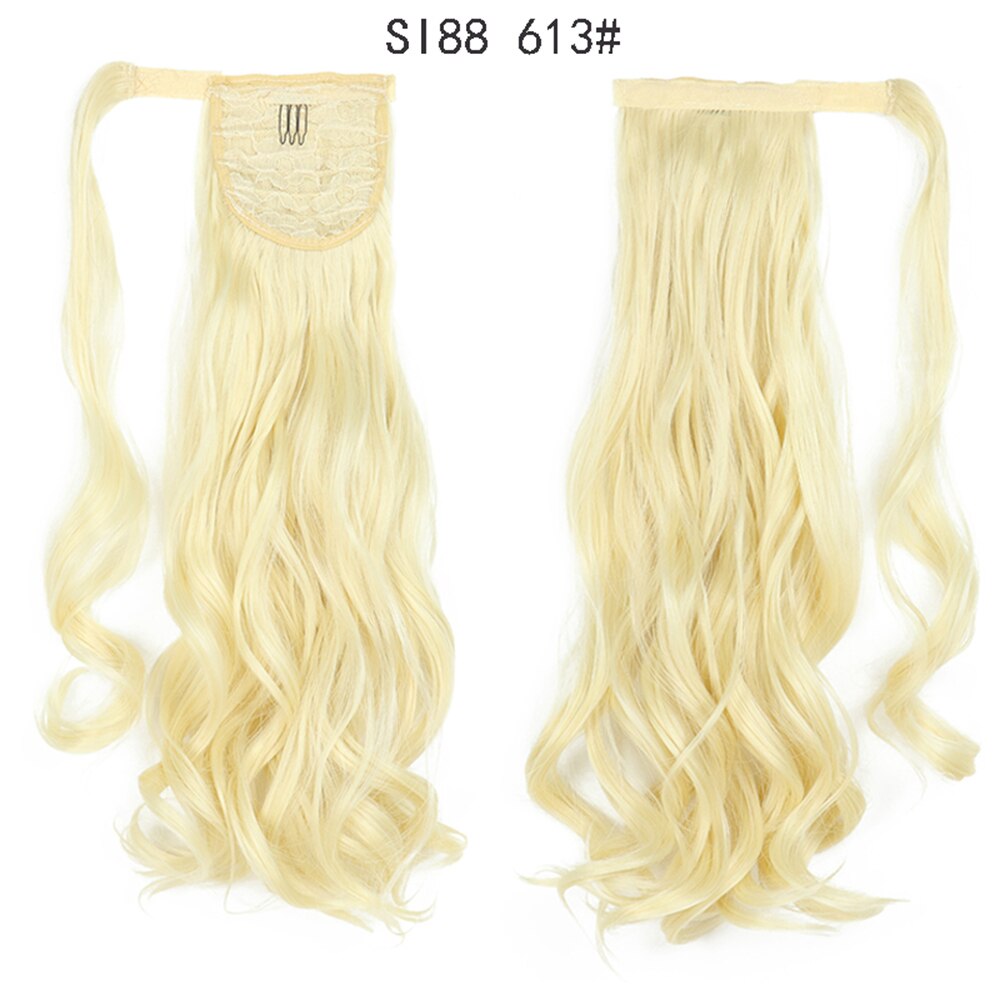 Wrap Around Ponytail Hair Extensions 20Inch Long Curly Wave Synthetic Ponytail Natural H