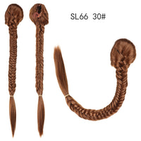 Thumbnail for 20 Inch Long Straight Synthetic Hair Extension Braided Fishtail Drawstring Ponytail Hair