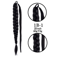 Thumbnail for 20 Inch Long Straight Synthetic Hair Extension Braided Fishtail Drawstring Ponytail Hair