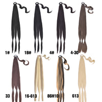 Thumbnail for 20 Inch Long Straight Synthetic Hair Extension Braided Fishtail Drawstring Ponytail Hair