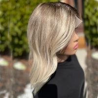 Thumbnail for 100% Real HD Human Hair Wigs Pre Plucked New in Lace Frontal Wig on Sale Ash Blonde Highlights Front Lace Wig Loose Wavy