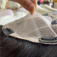 Thumbnail for Natural Straight European Virgin Human Hair Topper Hair Silk Base