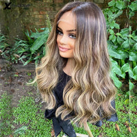 Thumbnail for Body Wave Wig Brown Roots Ombre Blonde with Baby Hair