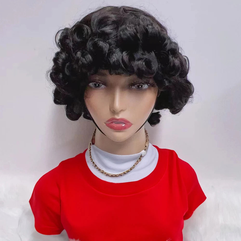 Highlight Blonde Curly Short Bob Human Hair Wig