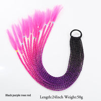 Thumbnail for 20 Inch Long Straight Synthetic Hair Extension Braided Fishtail Drawstring Ponytail Hair