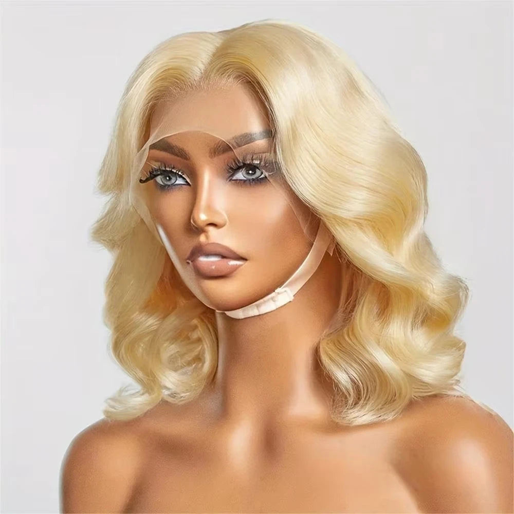 Blonde Loose Wave Bob Wigs Human Hair Left Side Part 613 Colored Body Wave Short Bob Wig