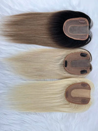 Thumbnail for #60 Two Tone Ombre Silk Skin Base Toupee with 3 Clips In Brazilian Human Hair