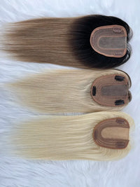 Thumbnail for #60 Two Tone Ombre Silk Skin Base Toupee with 3 Clips In Brazilian Human Hair