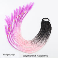 Thumbnail for 20 Inch Long Straight Synthetic Hair Extension Braided Fishtail Drawstring Ponytail Hair