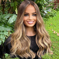 Thumbnail for Body Wave Wig Brown Roots Ombre Blonde with Baby Hair