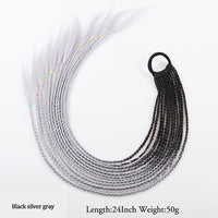 Thumbnail for 20 Inch Long Straight Synthetic Hair Extension Braided Fishtail Drawstring Ponytail Hair