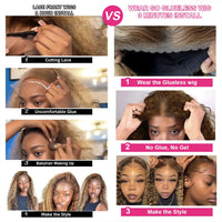 Thumbnail for Pre-Cut Lace, Pre-Plucked Hairline,250% Highlight Ombre Human Hair Wig Glueless Preplucked-Ready to Go Curly Lace Frontal