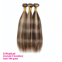 Thumbnail for P4/27 Highlight Human Hair Bundles Brown Blonde Peruvian Hair Extensions Double Wefts