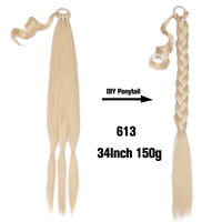 Thumbnail for 20 Inch Long Straight Synthetic Hair Extension Braided Fishtail Drawstring Ponytail Hair