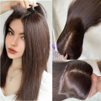 Thumbnail for Natural Straight European Virgin Human Hair Topper Hair Silk Base