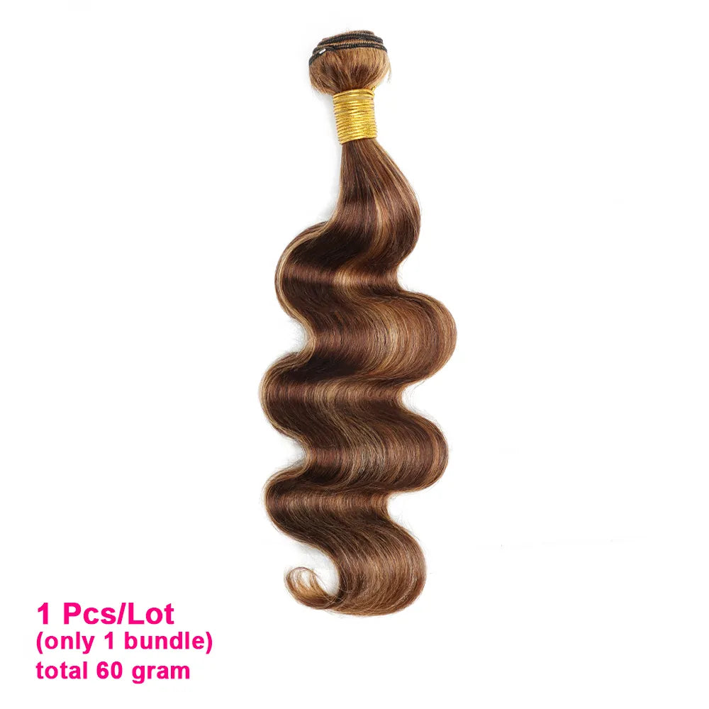 Body Wave Highlight P4/27 Human Hair Bundles 60Gram Peruvian Hair Extensions