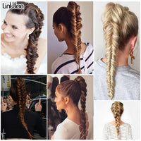 Thumbnail for 20 Inch Long Straight Synthetic Hair Extension Braided Fishtail Drawstring Ponytail Hair